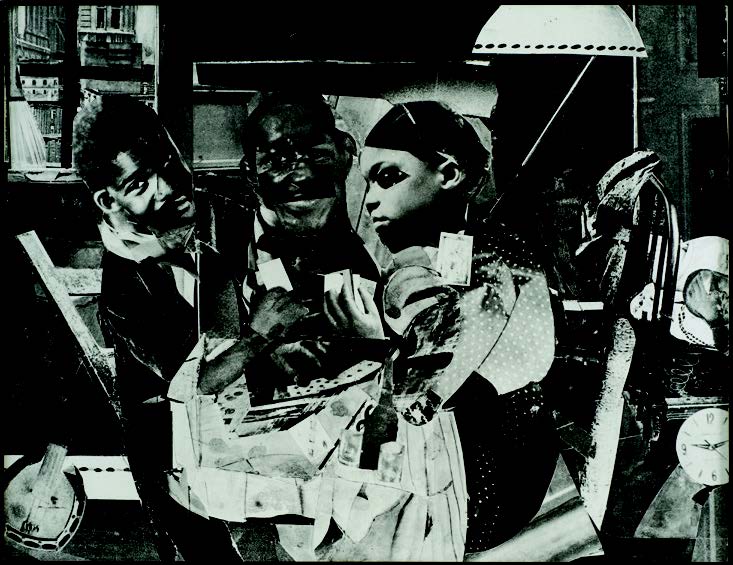 Romare Bearden, Evening 9:10, 461 Lenox Avenue, 1964. Photostat mounted on fiberboard 50 1/2 x 66 inches. Collection Pérez Art Museum Miami, museum purchase with funds provided by Jorge M. Pérez, the John S. and James L. Knight Foundation, and the PAMM Ambassadors for African American Art. © 2020 Romare Bearden Foundation/VAGA at Artists Rights Society (ARS), New York. Photo: Oriol Tarridas.
