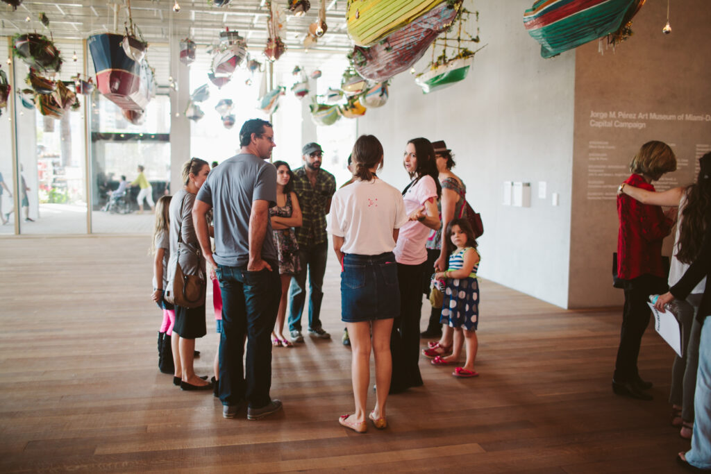 Families visiting the museum for guided tour