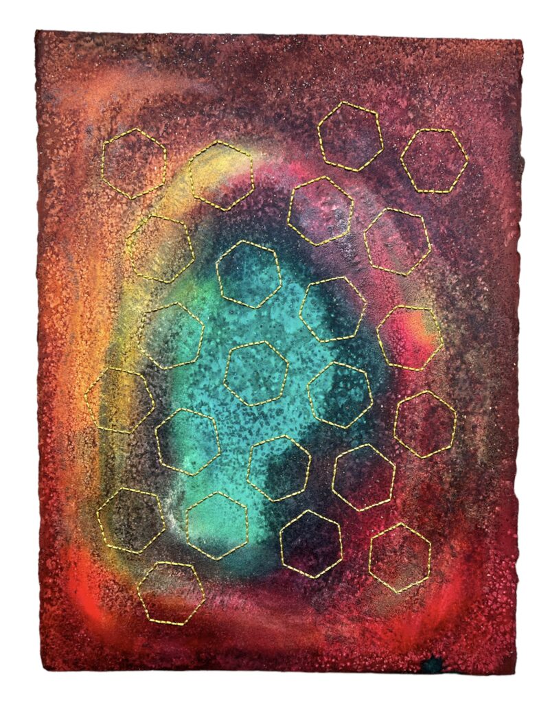 Angela Bolaños, Watercolor and embroidery I