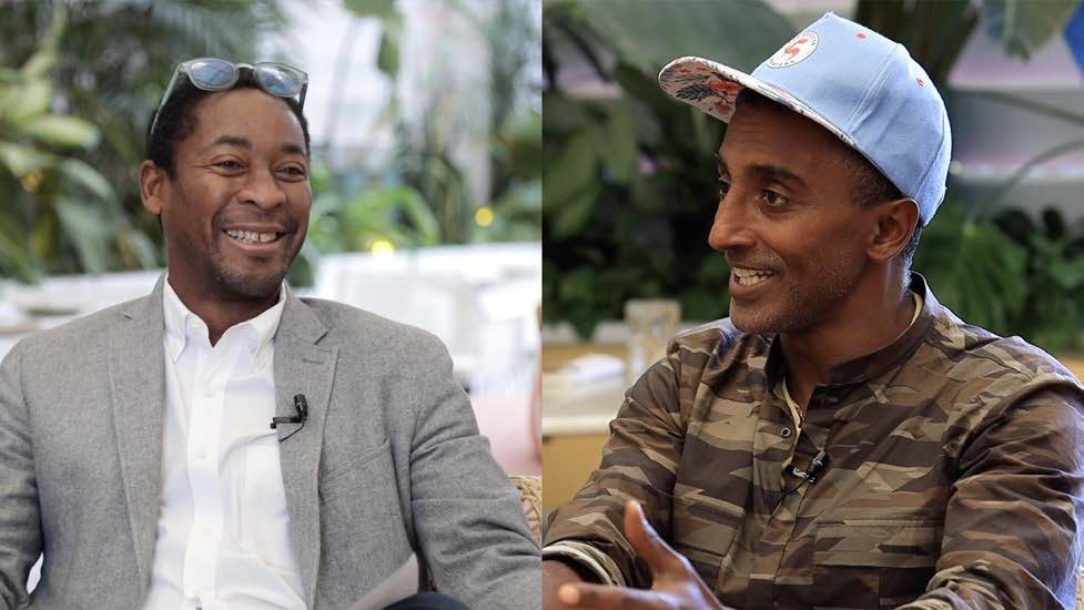 Franklin Sirmans and Marcus Samuelsson having a conversation at Art + Soul