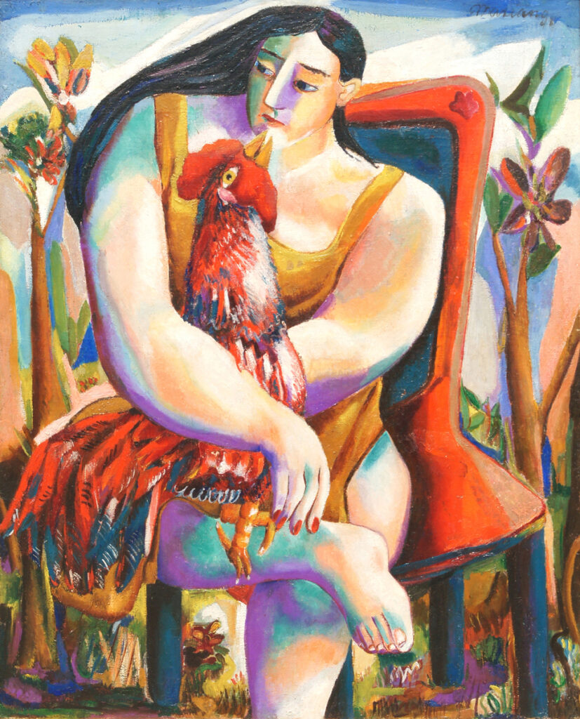 Mujer con gallo, 1941