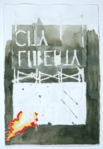 watercolor painting featuring some words in the midst of it 