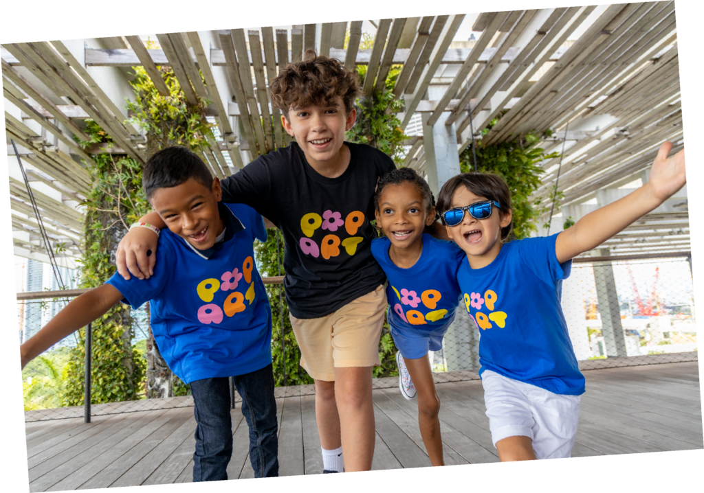 Happy kids with open arms